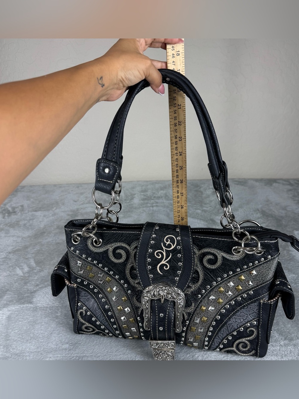 Western Buckle Concealed Carry Purse Country Handbag Women Shoulder Bag - Picture 13 of 13